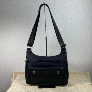 Longchamp Planetes Black Crossbody Nylon & Leather Bag GUC